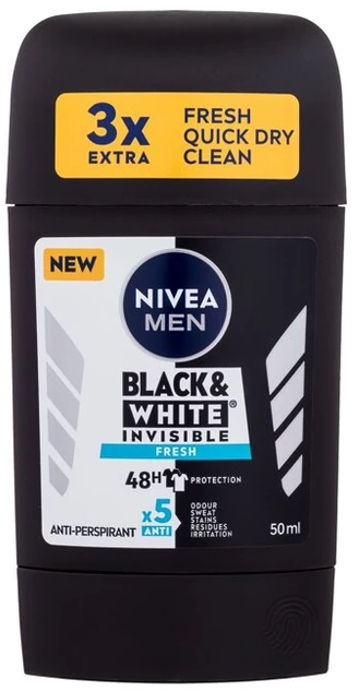 Nivea Men Invisible For Juodas & Baltas Antiperspirant, 50 ml