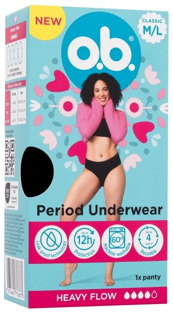 Johnson O.B. menstruacinės kelnaitės M,L, 1 vnt