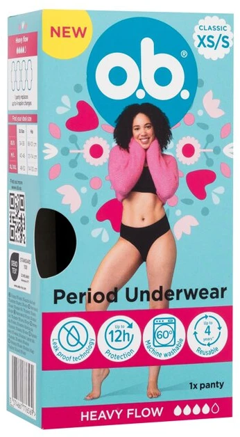 Johnson O.B. menstruacinės kelnaitės XS,S, 1 vnt