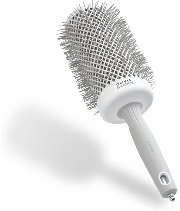Olivia Garden Expert Blowout Speed Round Banguoti šereliai Baltas & Pilkas 65 mm