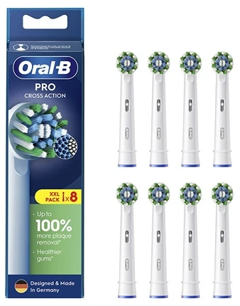 Braun Oral-B EB50-8 Cross Action Pro Dantų Šepetėlio Galvutės, 8 Vnt.