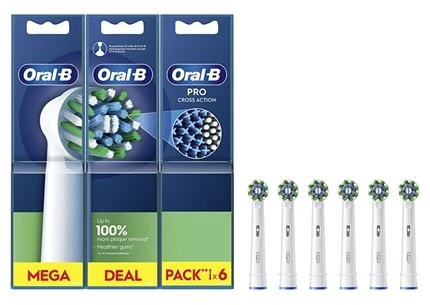 Braun Oral-B EB50-6 Cross Action Pro Dantų Šepetėlio Galvutės, 6 Vnt.