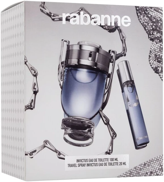 Paco Rabanne Invictus Eau De Toilette Purškiklis 100ml rinkinys vyrams 2 vnt