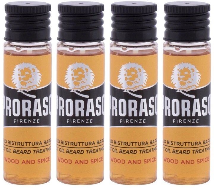 Proraso Wood & Spice Karštas aliejus barzdos priežiūrai, 4x17 ml