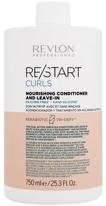 " Nenuplaunamas maitinamasis kondicionierius garbanotiems ir banguotiems plaukams Revlon Restart Curls, 750 ml