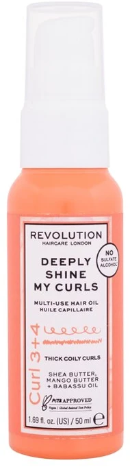 Revolution Haircare London Curl 3+4 Deeply Shine My Curls Daugiafunkcis plaukų aliejus plaukų aliejus ir serumas moterims, 50 ml