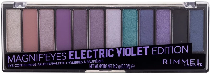 Rimmel London Magnif'Eyes akių šešėlių paletė 008 Electric Violet 12 atspalvių