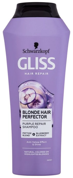 Schwarzkopf Gliss Skirtas šviesiems plaukams Hair Perfector Violetinė Repair Šampūnas Šampūnas moterims, 250 ml