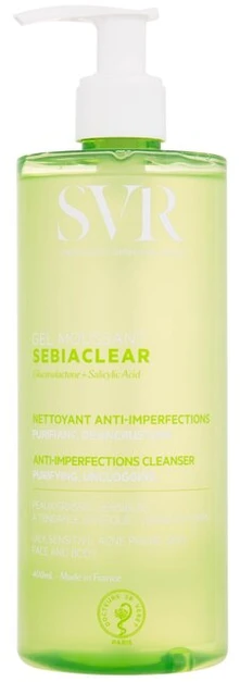Svr Sebiaclear Gel Moussant bemuilis veido prausiklis jautriai, riebiai, probleminei odai, 400 ml