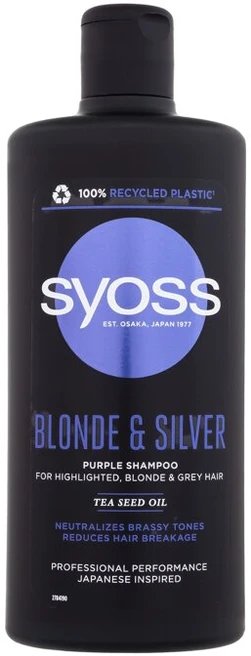 Syoss Skirtas šviesiems plaukams & Sidabrinis Violetinė Šampūnas Šampūnas moterims, 440 ml