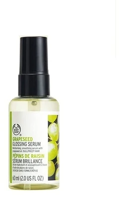 „The Body Shop“ šviesinamasis serumas nusilpusiems plaukams. „Grapeseed“ (blizgesį suteikiantis serumas), 60 ml
