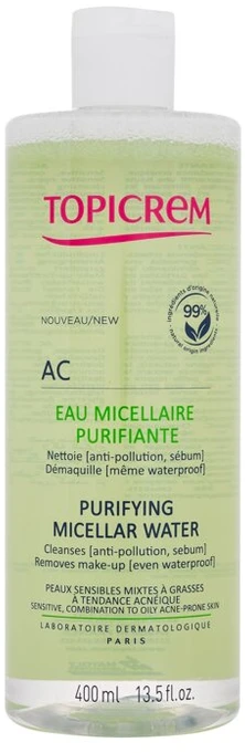 Topicrem AC Purifying Micellar Vanduo Micellar Vanduo moterims, 400 ml
