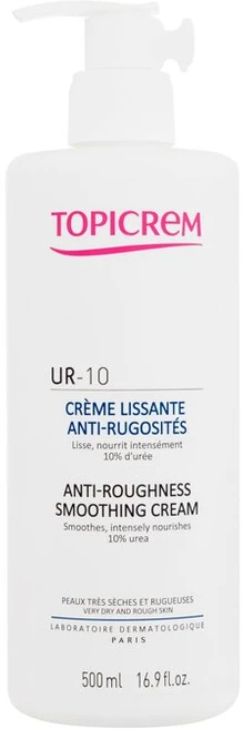 Topicrem UR-10 Anti-Roughness Smoothing Cream, kūno kremas itin sausai odai,  500 ml