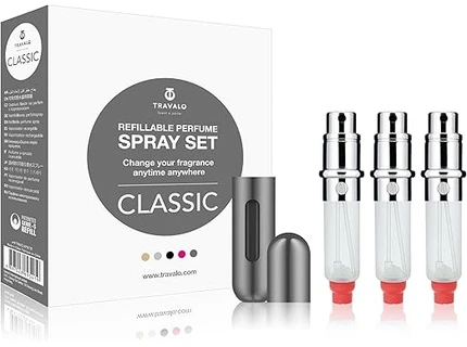 Travalo Classic Titanium Set pildomų kvepalų buteliukų (atomaizerių) rinkinys, 3 x 5 ml