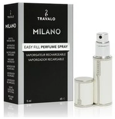 Travalo Milano Baltas & Gold pildomas kvepalų buteliukas (atomaizeris), 5 ml