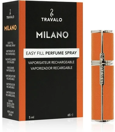 Travalo Milano Oranžinis pildomas kvepalų buteliukas (atomaizeris), 5 ml