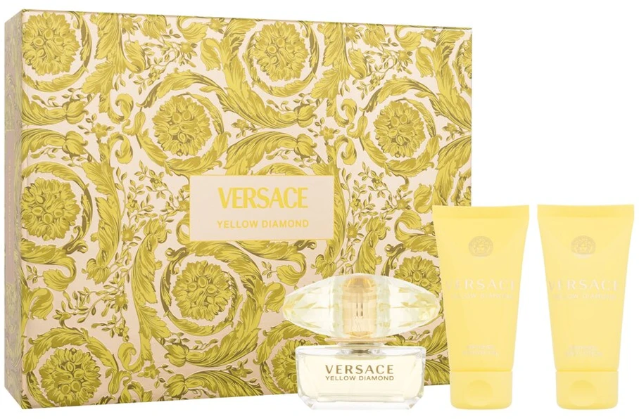 Versace Geltona Diamond rinkinys moterims (EDT, 50 ml + kūno losjonas, 50 ml + dušo želė, 50 ml)