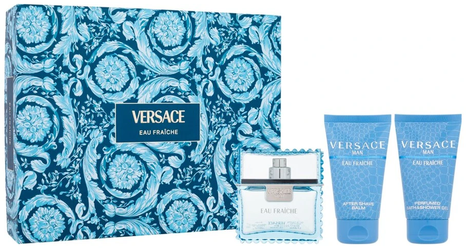 Versace Man Eau Fraiche rinkinys vyrams (EDT, 50 ml + dušo želė, 50 ml+ balzamas po skutimosi, 50 ml)