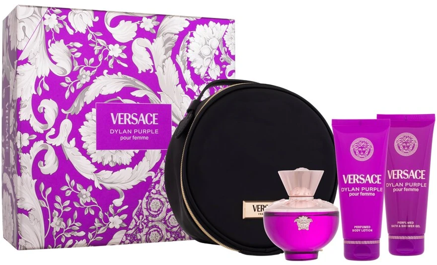 Kvepalų rinkinys moterims Versace Pour Femme Dylan Purple (EDP, 100 ml + dušo želė, 100 ml + kūno losjonas, 100 ml + kosmetinė)