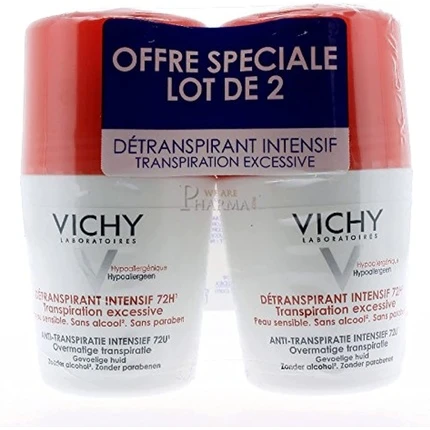 "Vichy" Kamuoliukų antiperspirantų rinkinys nuo gausaus prakaitavimo (Stress Resist 72H) 2 x 50 ml