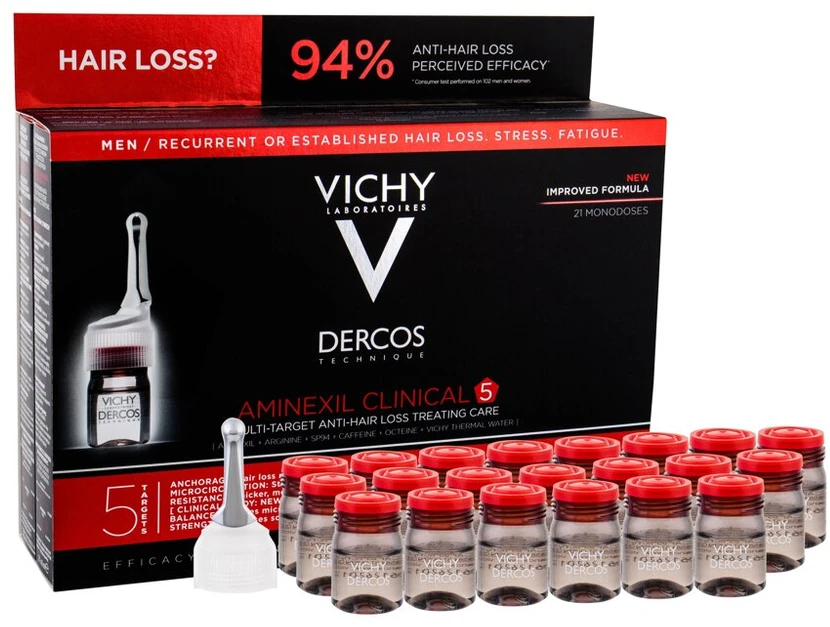 Priemonė nuo plaukų slinkimo Vichy Dercos Aminexil Clinical 5, 21 x 6 ml