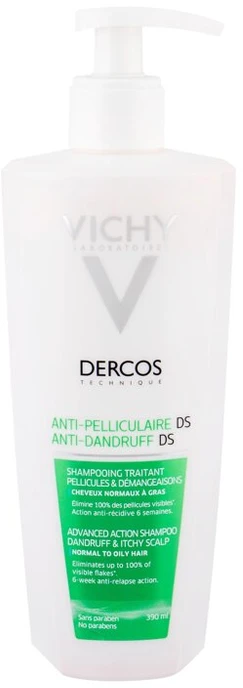 Vichy Dercos Anti-dandruff Shampoo Šampūnas nuo pleiskanų normaliems ir riebiems plaukams, 390 ml