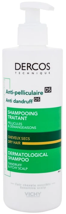 VICHY šampūnas nuo pleiskanų sausai galvos odai DERCOS, 390 ml