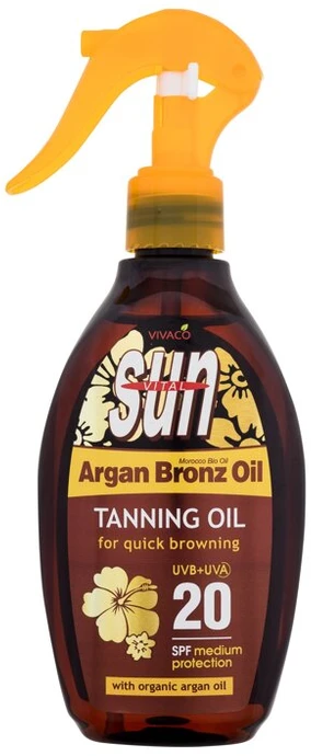 „Vivaco Sun Vital“ apsauginis aliejus nuo saulės su organiniu argano aliejumi SPF 20, 200 ml