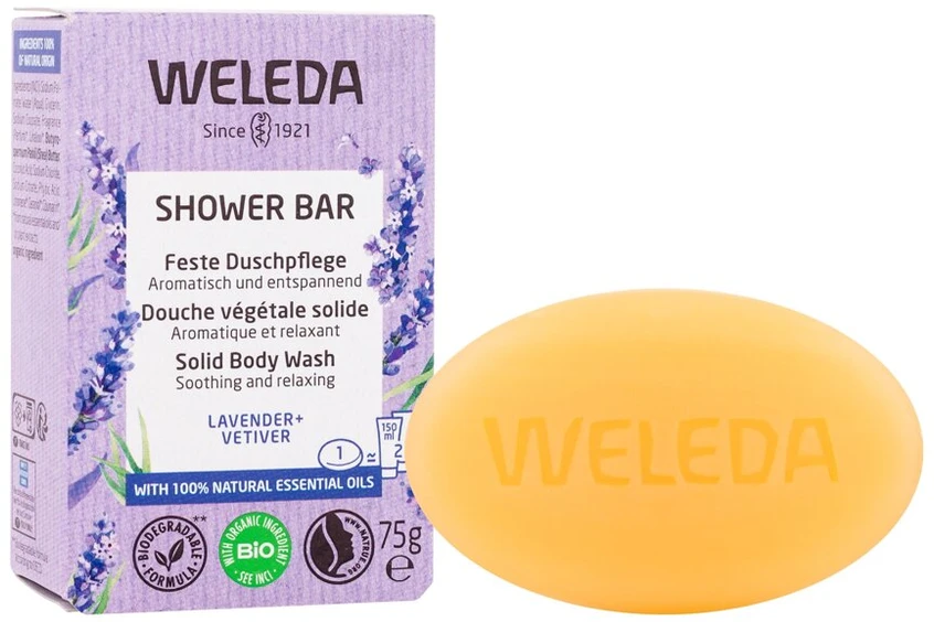 Weleda Shower Bar Lavender + Vetiver Bar Soap moterims, 75 g