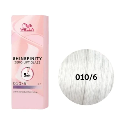 Wella Professionals Shinefinity Zero Lift Glaze plaukų dažai, atspalvis: 010/6 Lavender Flash, 60 ml