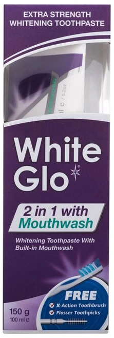 White Glo Baltas Glo Baltas Glo 2 viename su burnos skalavimo skysčiu, 100 ml
