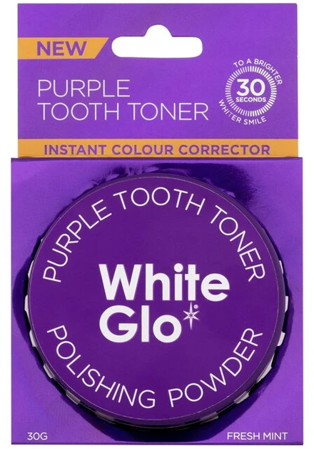 White Glo Baltas Glo Violetinė dantų toneriai poliravimo pudra