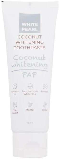 White Pearl Baltas Pearl PAP Kokosų dantų pasta švelninančiu poveikiu