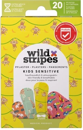 „Wild Stripes“ vaikams skirti jautrūs džiunglių vibracijos pleistrai, 20 vnt.