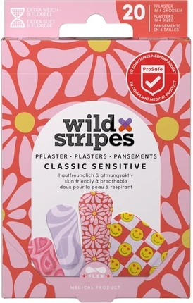 Wild Stripes Classic Sensitive klasikiniai pleistrai Pastel Fun 20 vnt.