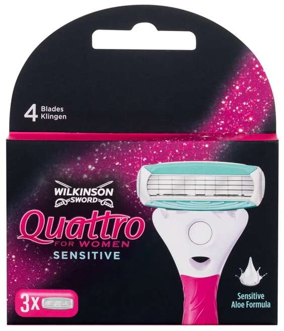 Wilkinson Sword Quattro For Women Sensitive keičiami peiliukai moteriai, 1 peiliukas