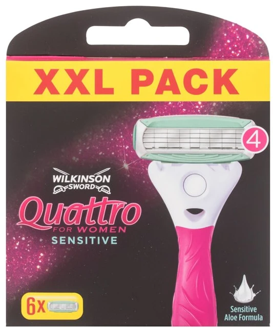 Wilkinson Sword Quattro For Women Sensitive keičiami peiliukai moteriai, 1 peiliukas