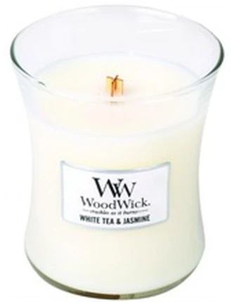 WoodWick Aromatinė žvakė (White Tea & Jasmine), 85 g