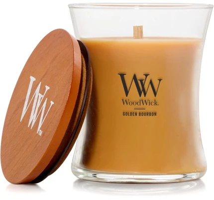 Woodwick Golden Bourbon Scented Candle kvapioji žvakė, 275 g