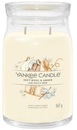 Yankee Candle Aromatinė žvakė Signatūrinė stiklinė vidutinė "Soft Wool" - Gintarinė 368 g