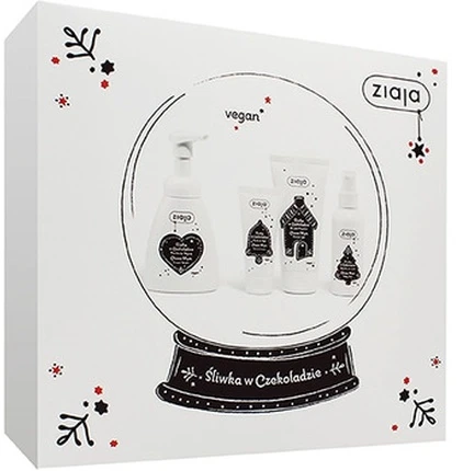 Ziaja Choco Plum rinkinys (skalbiklis 160 ml + prausimosi putos 250 ml + rankų kremas 50 ml + purškiklis 100 ml)