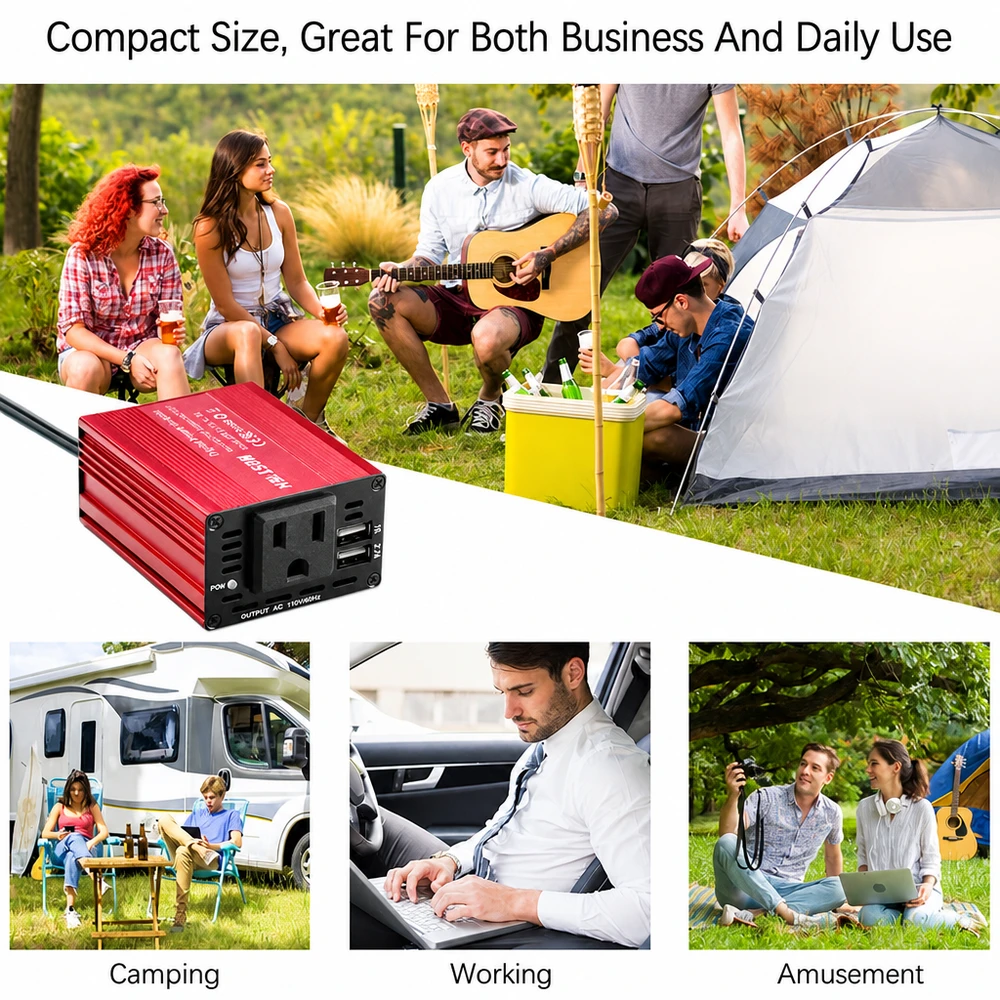 12 V į 220 V automobilinis maitinimo keitiklis 150 W, DC į AC konverteris, 1 kintamosios srovės lizdas, dvigubas USB automobilinis įkroviklis adapteris, automobilinis įtampos keitiklis, 12 V į 220 V inverteris