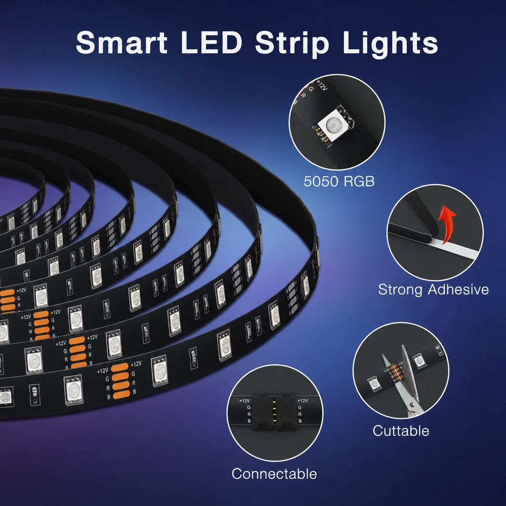 30 m RGB LED juostelė USB, su distanciniu pulteliu, LED šviesos juosta, LED lemputių juostelė, spalvota LED juosta, RGB šviesos juostelė