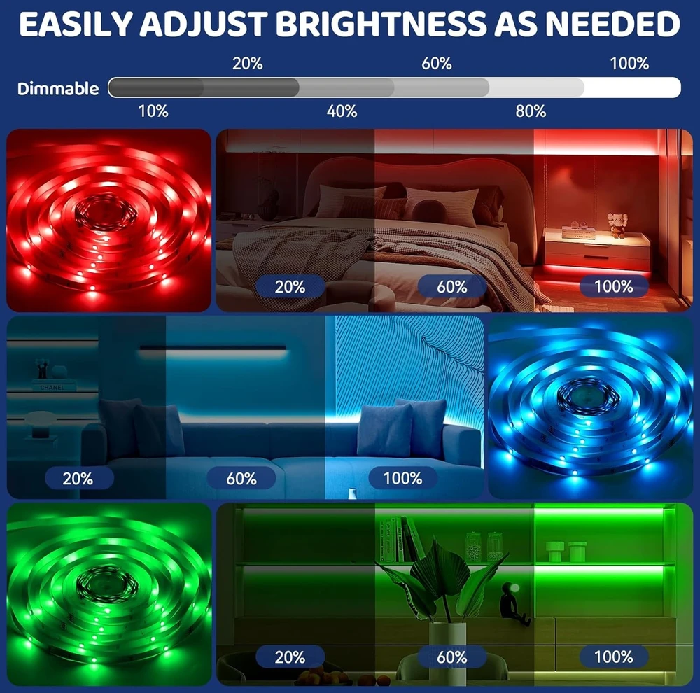 5 m RGB LED juosta su „Bluetooth“, LED lemputės juosta, RGB šviesos juosta, 5 m LED lemputės juosta