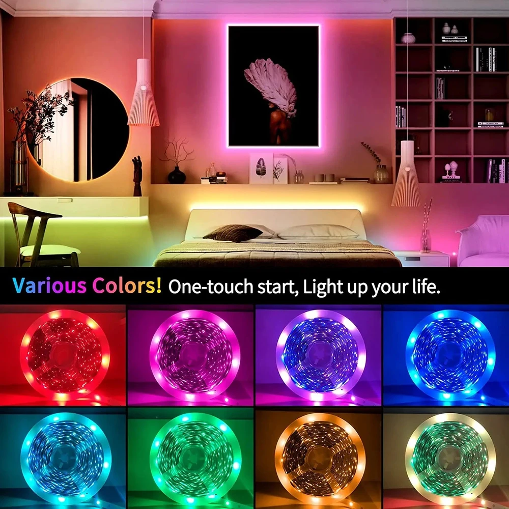 5 m RGB LED juosta su „Bluetooth“, LED lemputės juosta, RGB šviesos juosta, 5 m LED lemputės juosta