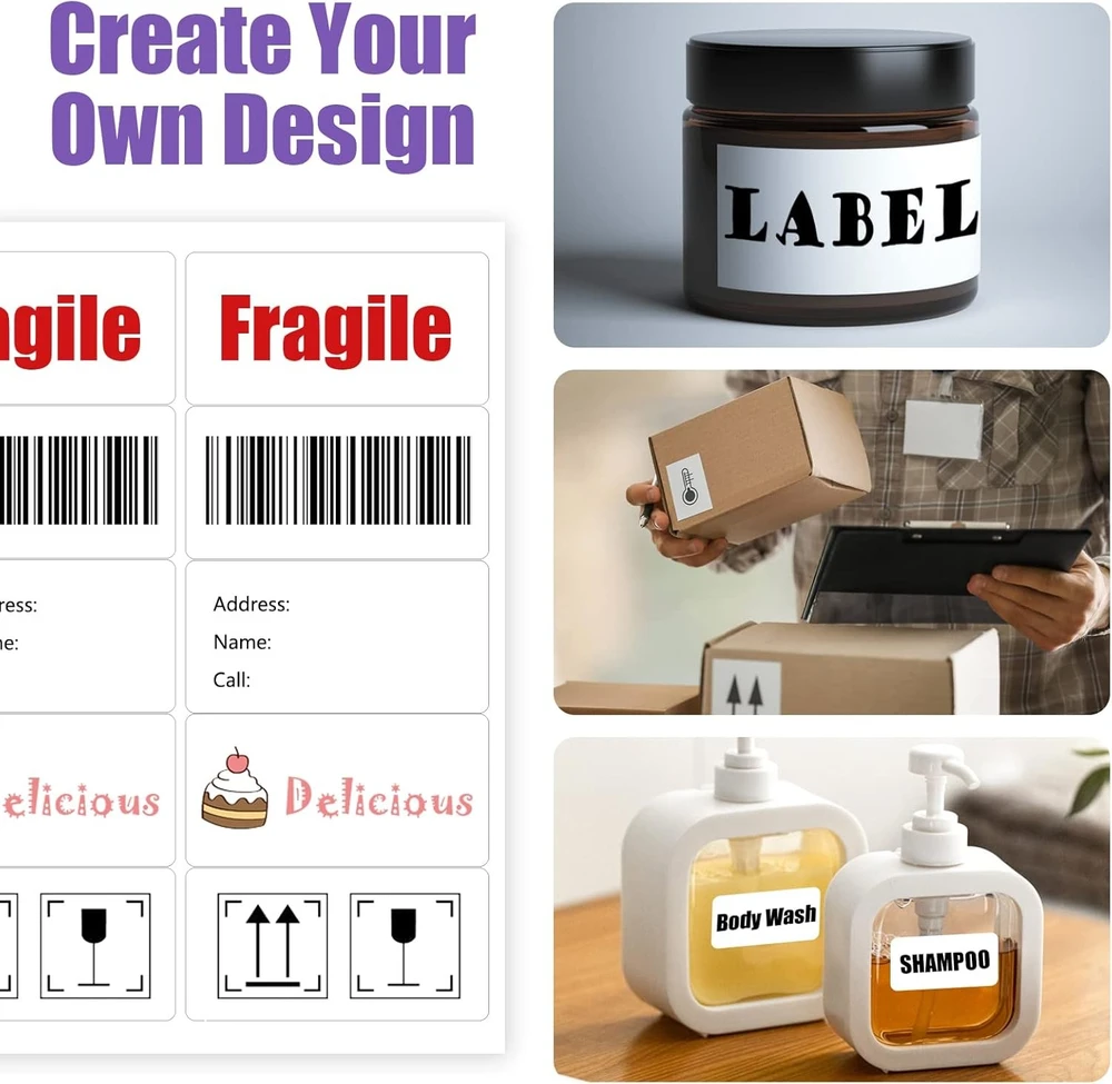 A4 lipnus popierius, lipdukai 40x30 mm, suapvalintais kampais, 100 lapų, etiketės, tušti lipdukai, tuščios etiketės