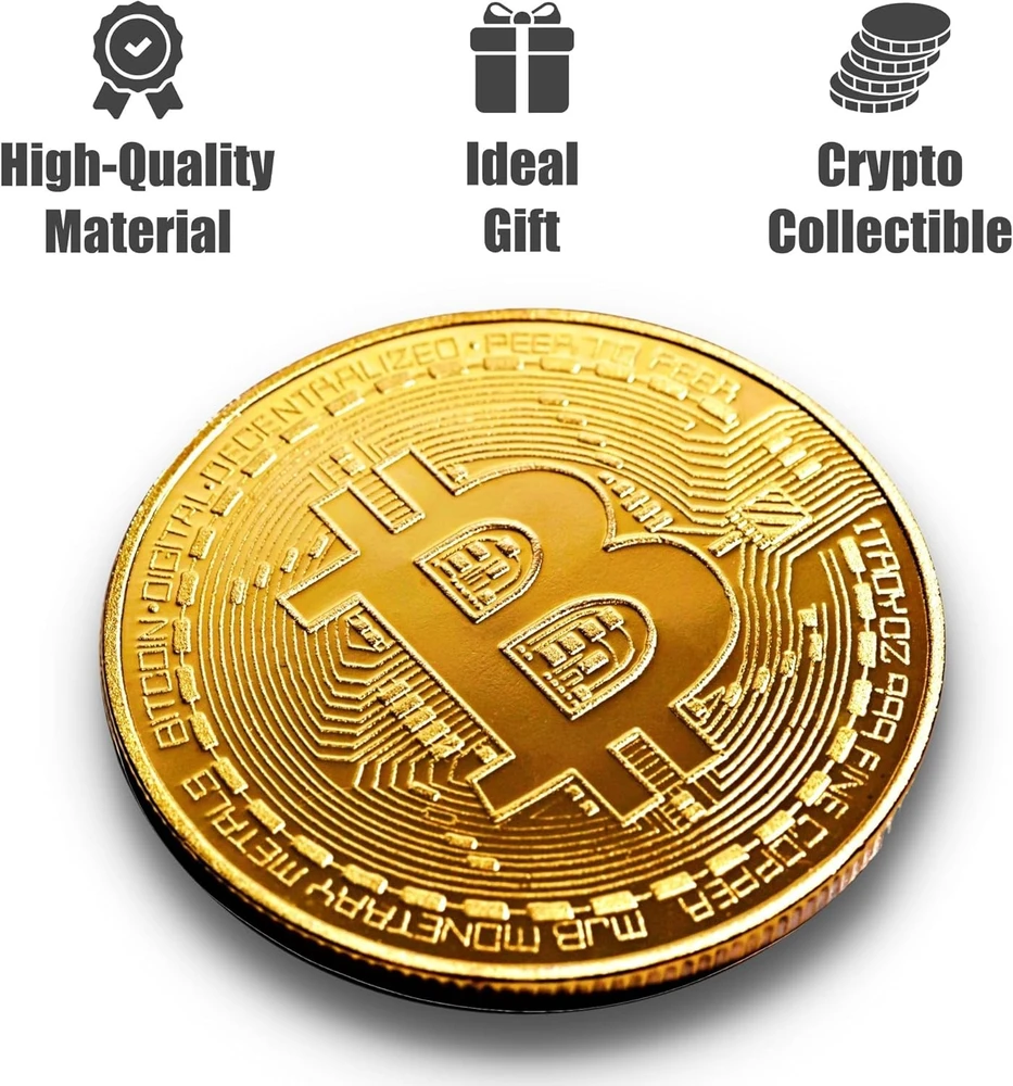 Bitkoino suvenyrinė moneta, blokų grandinės eros atminimo dovana, rafinuotas dizainas, graviruotos detalės, 40 mm skersmuo, bitkoino moneta, bitcoin moneta, bitkoino suvenyras, kriptovaliutos moneta