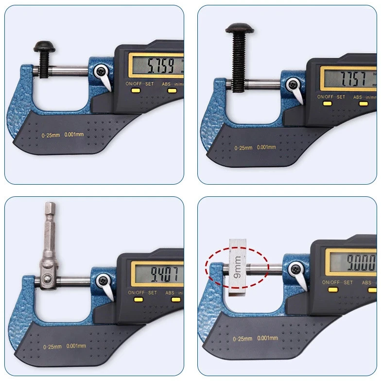 Elektroninis skaitmeninis mikrometras slankmatis 0–25 mm, skaitmeninis mikrometras, mikrometras su ekranu, elektroninis mikrometras, skaitmeninis matavimo mikrometras