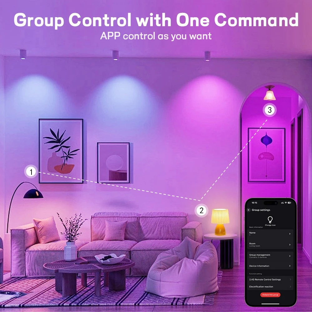 Išmani RGB lemputė su „WiFi“ ir „Bluetooth“ E27 10W, išmanioji spalvota lemputė, RGB šviesos lemputė, E27 10W lemputė su „WiFi“ ir „Bluetooth“