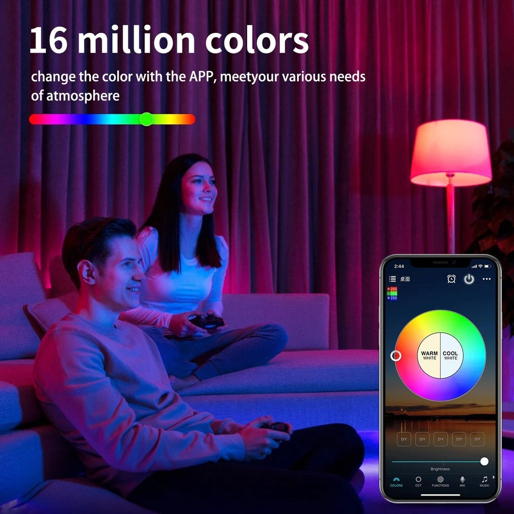 Išmani RGB lemputė su „WiFi“ ir „Bluetooth“ E27 10W, išmanioji spalvota lemputė, RGB šviesos lemputė, E27 10W lemputė su „WiFi“ ir „Bluetooth“